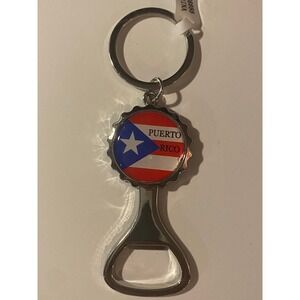 Rico Puerto Rico Flag Bottle Opener Keychain Mens Multicolor Metal Key Ring